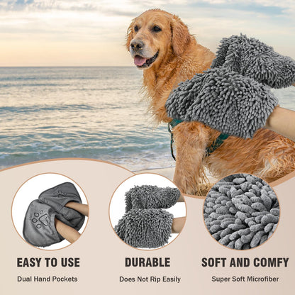 Puomue Microfiber Dog Towels for Drying Dogs, Super Absorbent, Soft and Quick Drying Pet Grooming Towel, 31Inch X 13Inch, Perfect Pets' Shower & Bath Supplies for Dog and Cat, Machine Washable, Grey