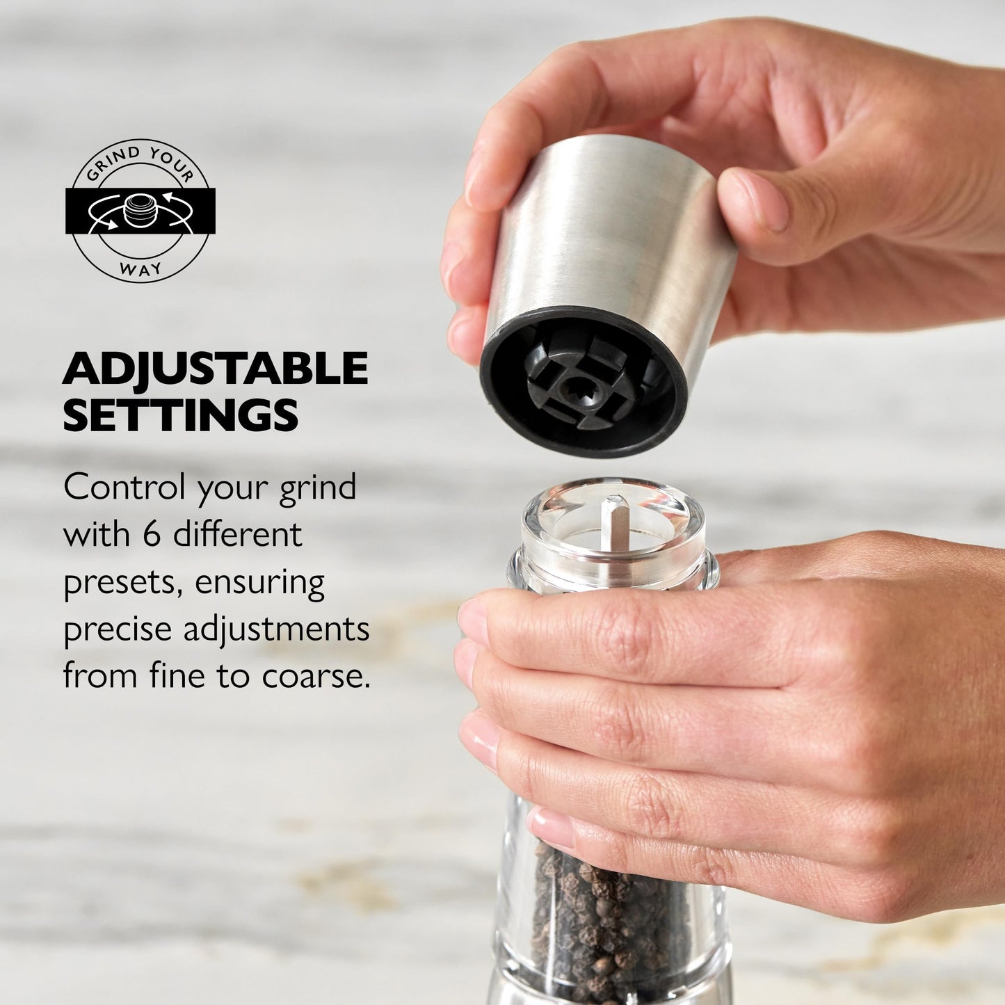 Cole & Mason Derwent Pepper Mill - Refillable Pepper Grinder with Gourmet Precision Mechanisms - Kitchen Accessories for Cooking - Black Peppercorn Grinder for Seasoning - Pepper Mill, Stainless Steel