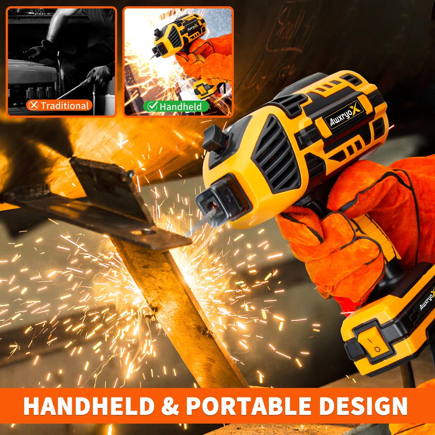 AwxryoX Portable Handheld Welding Machine, 110V 140Amp Upgraded Maquina de Soldar with IGBT Inverter 6 Variable Current, Soldadora Welding Tool Set with 3/32"-1/8" Welding Rod & Protective Gloves