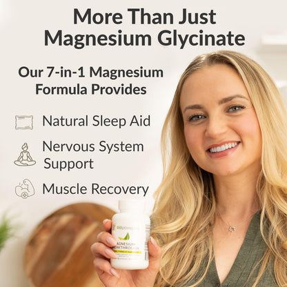 BIOptimizers Magnesium Breakthrough Supplement 4.0-7 Forms of Mg: Glycinate, Malate, Citrate, and More - Natural Support for Sleep and Cognitive Function - 60 Capsules- Calming Vitamins Complex