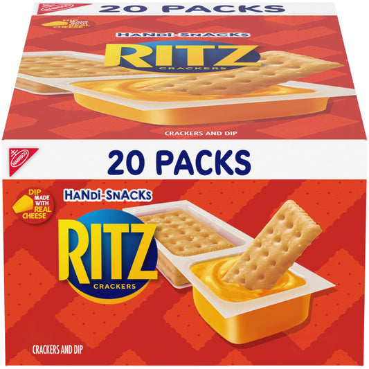 Handi-Snacks RITZ Crackers 'N Cheesy Dip Snack Packs, School Snacks, 20 Snack Packs