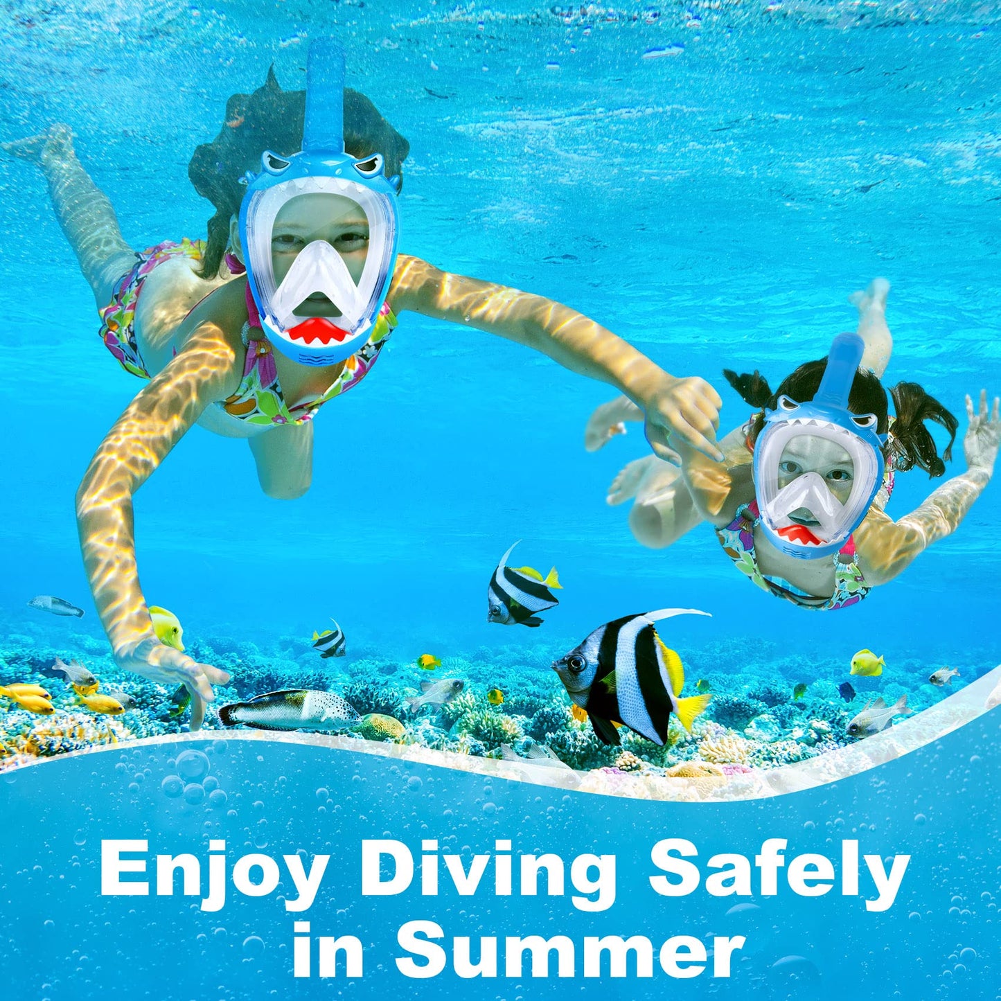 Zipoute Snorkel Full Face Snorkel Mask for Kids & Adults, 180 Panoramic View, Safe Anti-Leak & Anti-Fog, Foldable Dry Top Snorkeling Gear