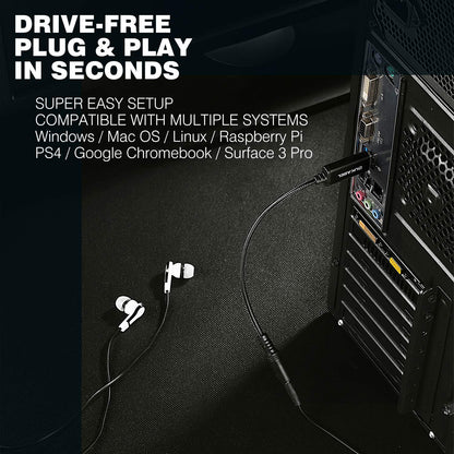 DUKABEL USB Headphone Adapter, External Sound Card with TRRS 4 Pole Jack, Mic-Supported USB to 3.5mm Audio Apdater for PC PS4 PS5 and More [9.8 inch]