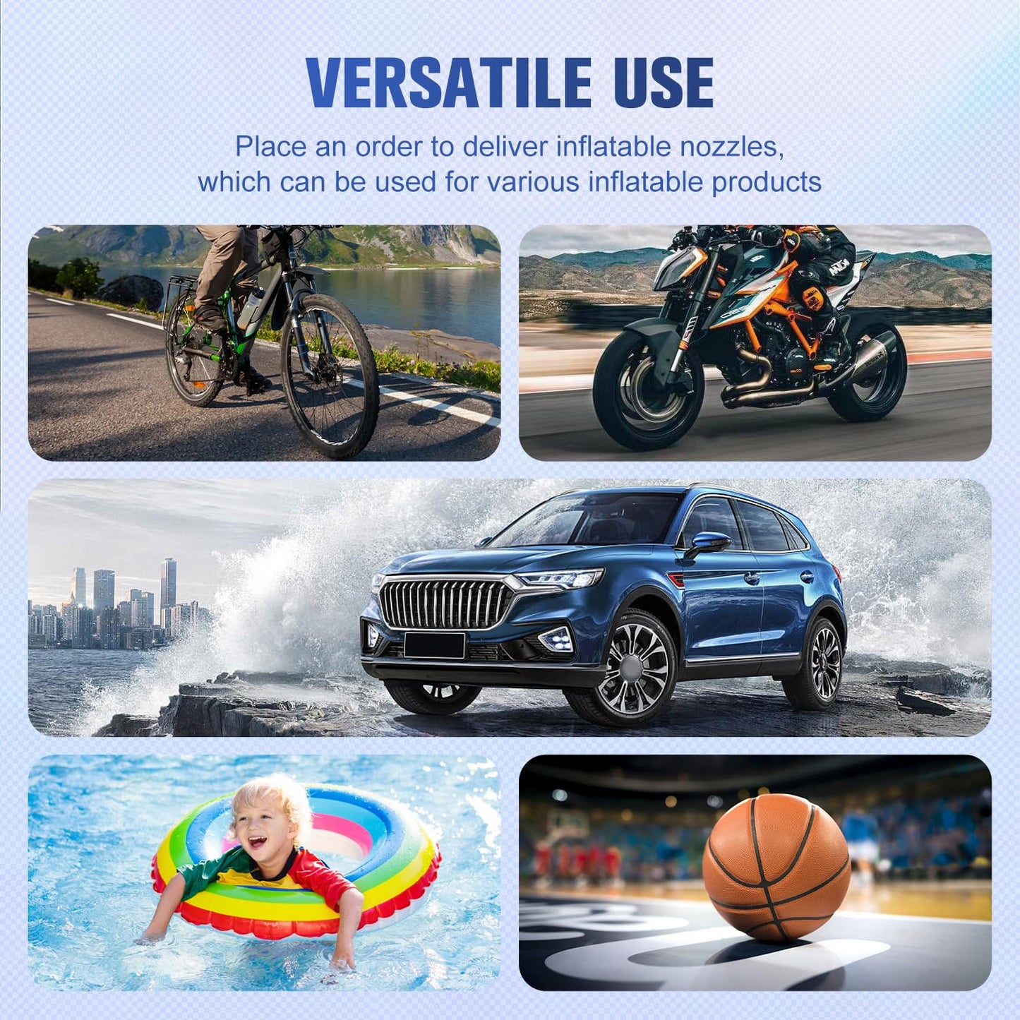 TIREWELL Tire Inflator Portable Air Compressor, 12V 150PSI Air Pump for Car, SUV, Motorcycle, Bicycle, Tire Inflator with Gauge, Air Car Pump with Battery Clamp and 5M Hose, Twin Cylinder Air Pump