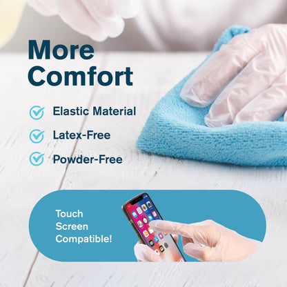 Ridex Disposable Gloves, Latex-Free Clear Vinyl, Small, 1000-Count, Thick Powder-Free, All-Purpose, Ambidextrous, Dispenser Box Gloves 100 Pieces