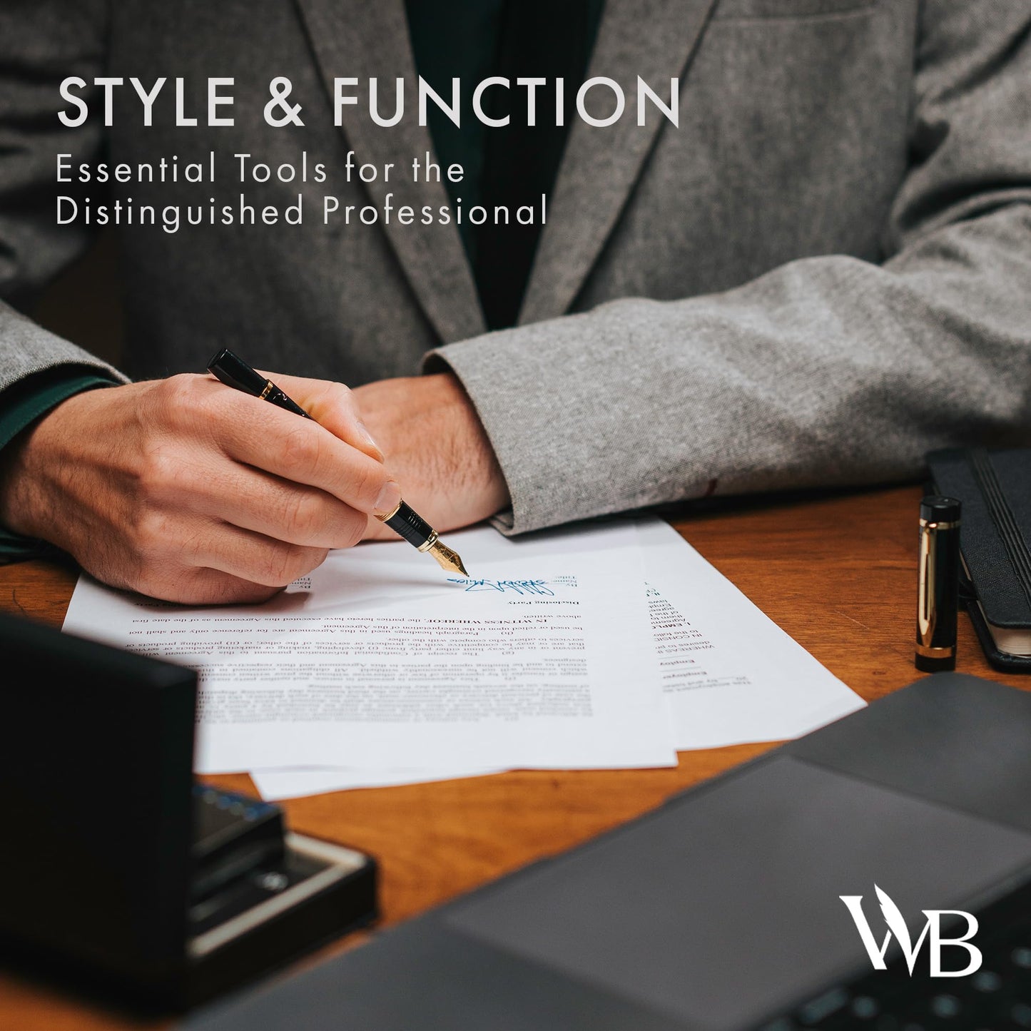 Wordsworth & Black Primori Fountain Pen Set [Black Gold]; Medium Nib, Gift Case, 24 Ink Cartridges, Refill Converter, Manual; Journaling, Calligraphy, Smooth Writing Pens; Left & Right Handed