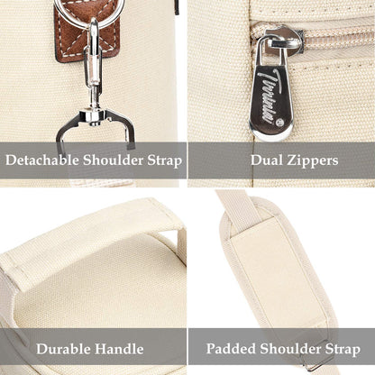 Tirrinia Single Wine Cooler Bags - Insulated & Padded Portable Wine Gift Tote Carrier for Travel, BYOB Restaurant, Wine Tasting, Party, Great Gift for Wine Lover, Beige