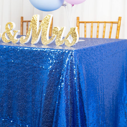 ShinyBeauty Sparkling Royal Blue Sequin Tablecloth 54x54 Inch - Glitter Dining Table Cover for Birthday Wedding Party Decor, Elegant Luxury Table Linen Overlay