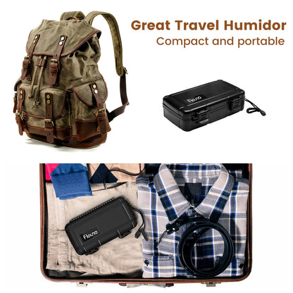 Flauno Travel Cigar Humidor Case - Portable Cigar Box with Humidifier Disc & Cigar Cutter | Waterproof | Airtight | Durable (Holds up to 10 Cigars)