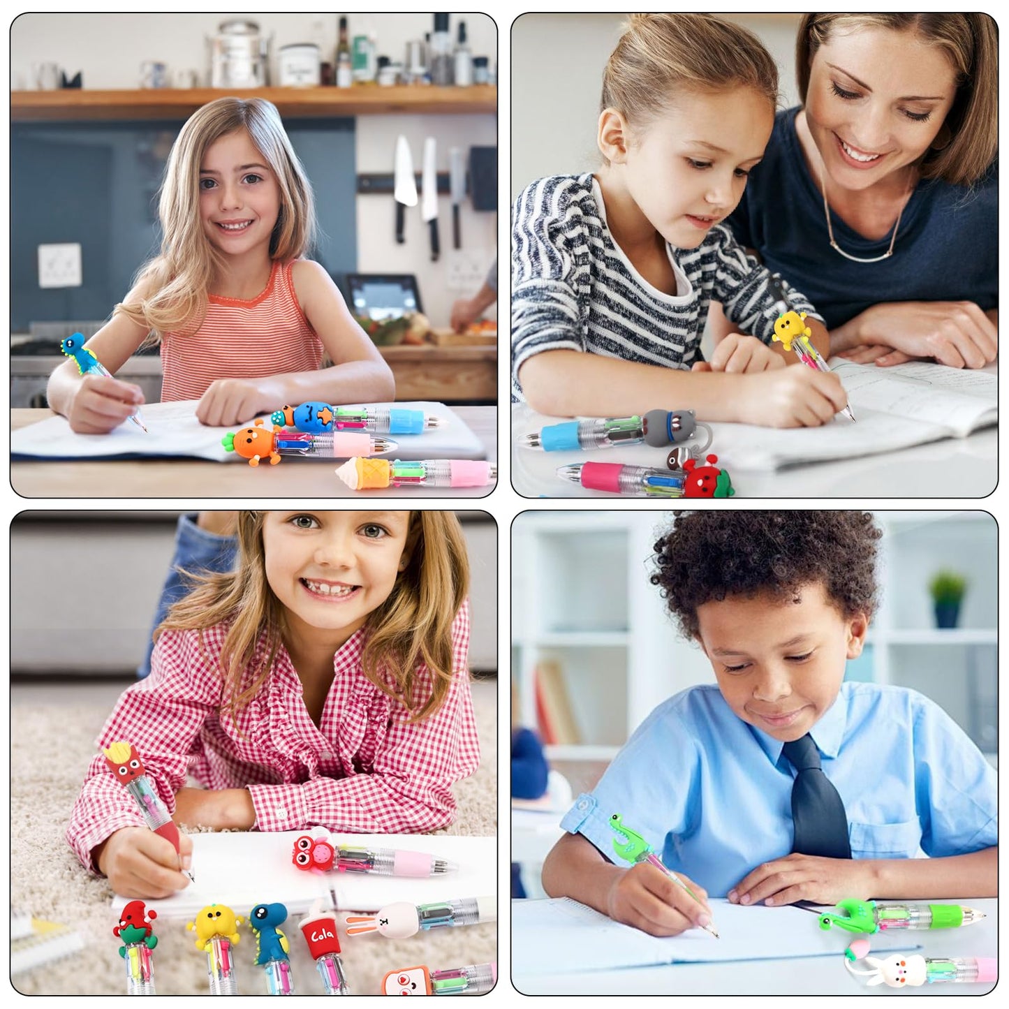 20Pcs Mini Multicolor Pens in One 4-in-1 Cute Pens Bulk for Kids, Fun Kawaii Ballpoint Pen for Birthdays and Children's Party Favors Gifts, Teacher School Supplies