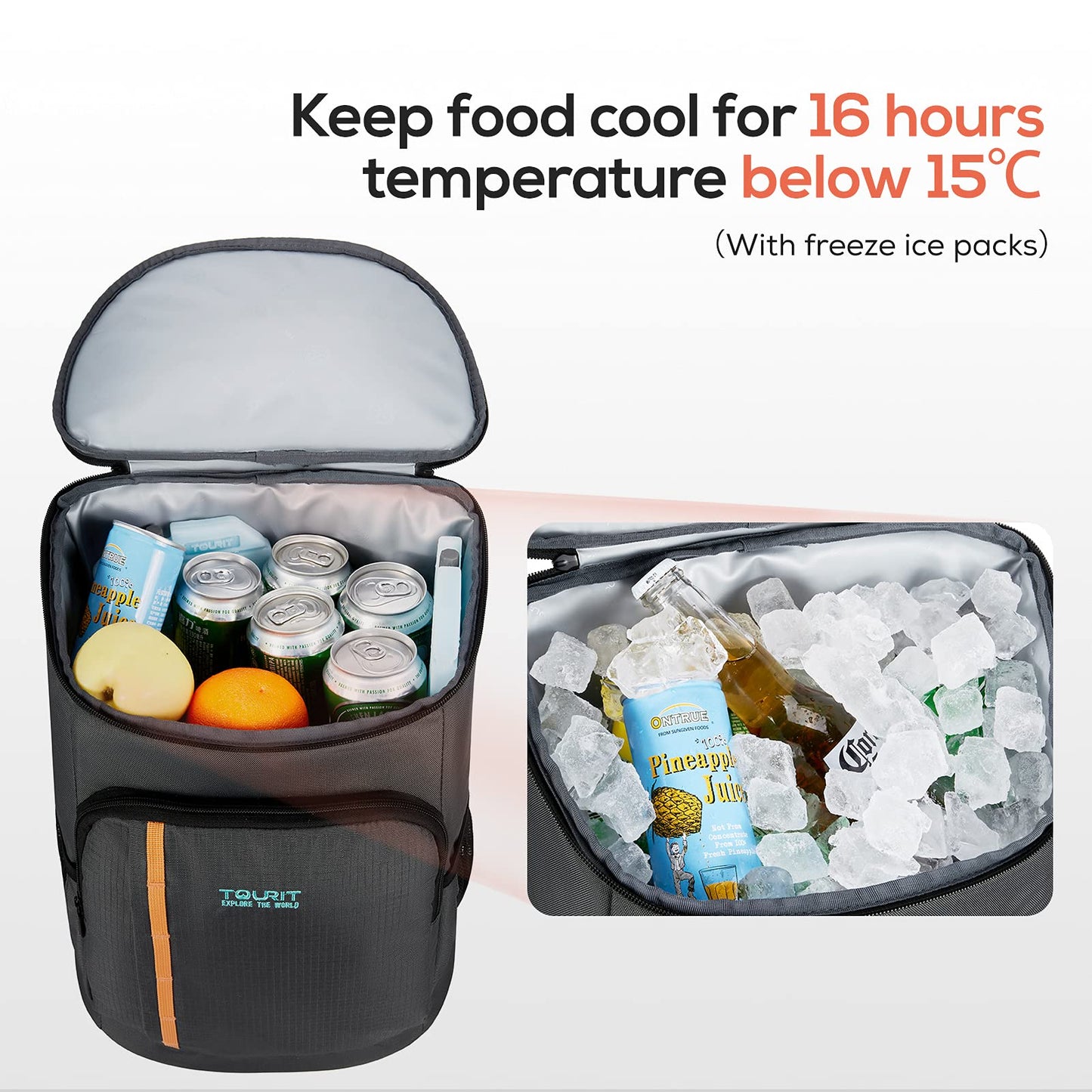 TOURIT Cooler Backpack 30 Cans Lightweight Insulated Backpack Cooler Leak-Proof for Men and Women