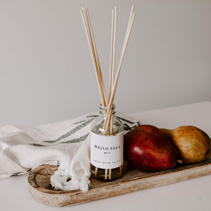 Sweet Water Decor Hello Fall Reed Diffuser Set - Hot Cider, Cinnamon, Cloves, Apple, and Nutmeg Scented Diffuser - Scent Diffusers for Home, Long Lasting Fragrance, Made in The USA