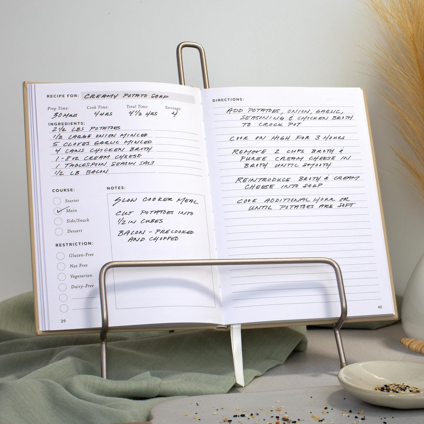 ZICOTO Aesthetic Blank Recipe Book with Waterproof Cover - The Perfect Recipe Notebook To Write In Your Own Recipes - Beautiful Blank Cookbook to Organize Your Recipes