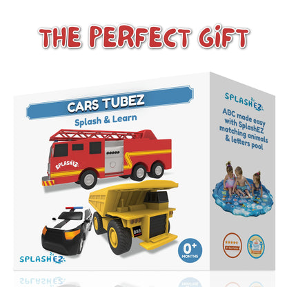 SplashEZ Mold Free Baby Bath Toys, No Hole Bath Toys for Toddlers, Bathtub Cars Set for Kids Ages 1-3, No Mold Floating Water Vehicles Set for Pool, BPA-Free, Safe, Fun, Infant Ages 1 3 6 12 18 Months