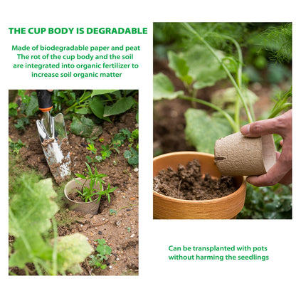 Baxrou 120 Pack 3.15 Inch Peat Pots Plant Starters for Seedling, Herb Seed Starter Pots Kits, Garden Germination Nursery Pot wit 30 Plant Labels, 2 Transplant Tools.