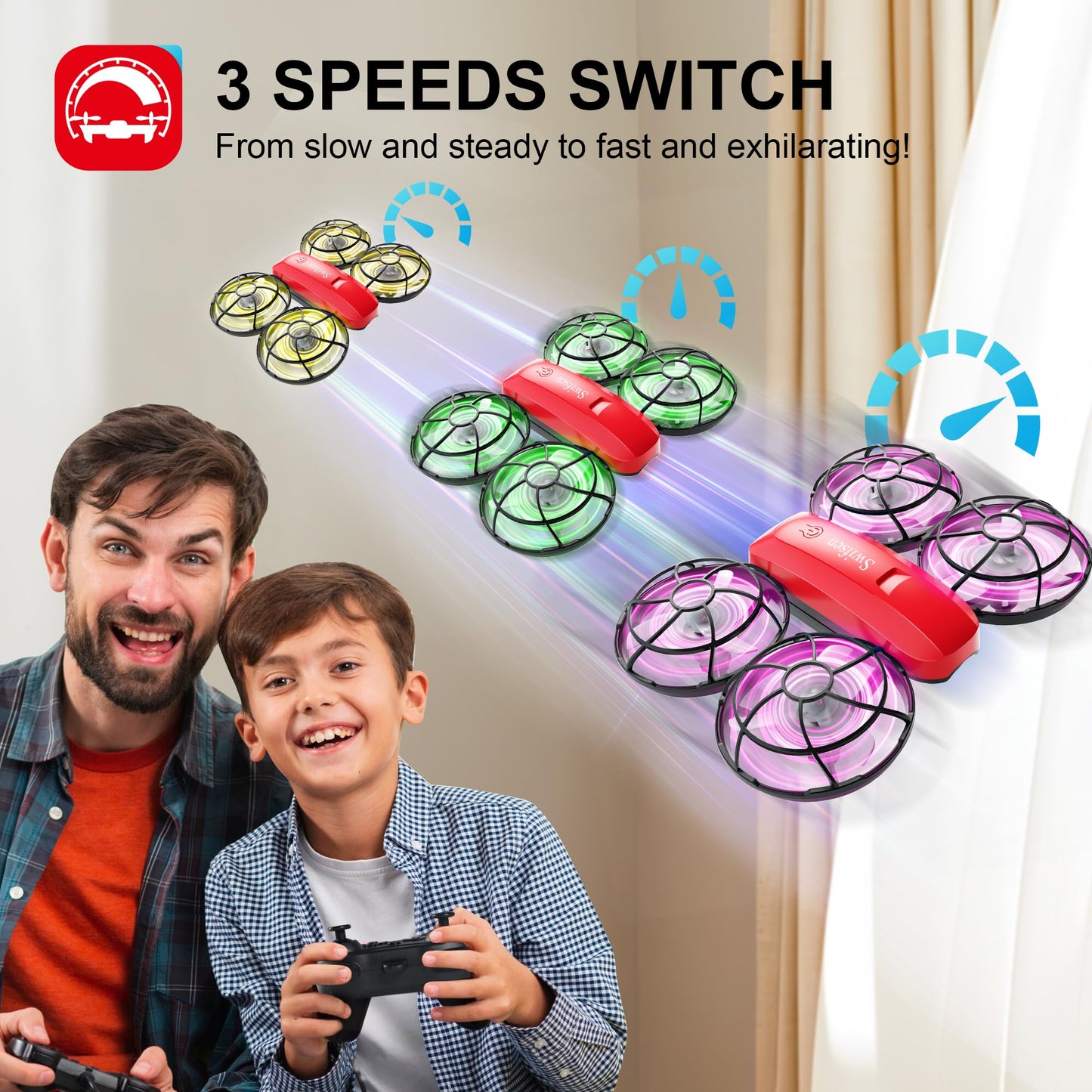 Swifsen Drone with Camera for Kids and Beginner,Birthday Gift Toy for Boys and Girl,Indoor Quadcopter Plane for Boy,Small Helicopter with Auto Hovering, 3D Flips, Headless Mode,2 Batteries