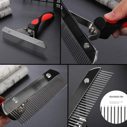 Dog Brushes for Grooming Large Dogs, Undercoat Dog Rake Long Hair Pet Comb Pet Grooming Brush with Anti-Slip Handle, Steel Comb for Golden Retriever Husky German Shepherd