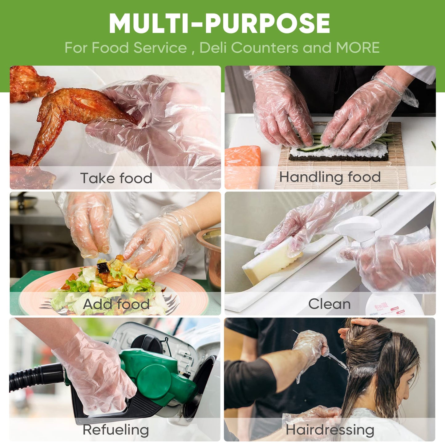 Disposable Food Prep Gloves - 500 PCS Disposable Plastic Gloves forFood Safe, Food Handling, Cooking，One Size Fits Most