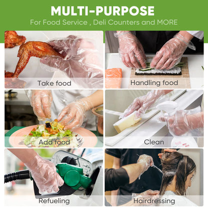 Disposable Food Prep Gloves - 500 PCS Disposable Plastic Gloves forFood Safe, Food Handling, Cooking，One Size Fits Most