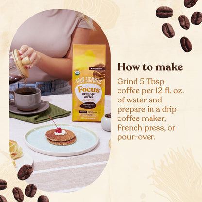 Four Sigmatic Dark Roast Organic Whole Bean Coffee | Gourmet Nootropic Mushroom Coffee Beans with Lion's Mane & Chaga Mushrooms for Enhanced Brain Function and Immune Support | 12oz