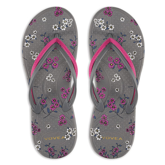 VOVEA Flip Flops For Women Non-Slip Bathroom Shower Shoes Cushion foam Indoor and Outdoor Sandals,Grey US 6