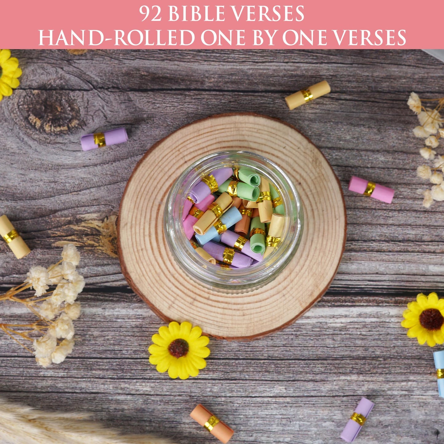 Bible Verse Jar – 92 Hand-Rolled Scripture Scrolls for Daily Encouragement, Inspirational Christian Gift, Religious Gifts for Women, Birthday Gifts for Mom, Christmas Gift for Women 2025