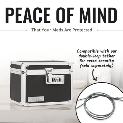 Vaultz Medicine Lock Box - 5 x 7 x 5 Inches - Secure Cabinet Safe with Combination Lock - Ideal for Medications and Small Valuables - Black
