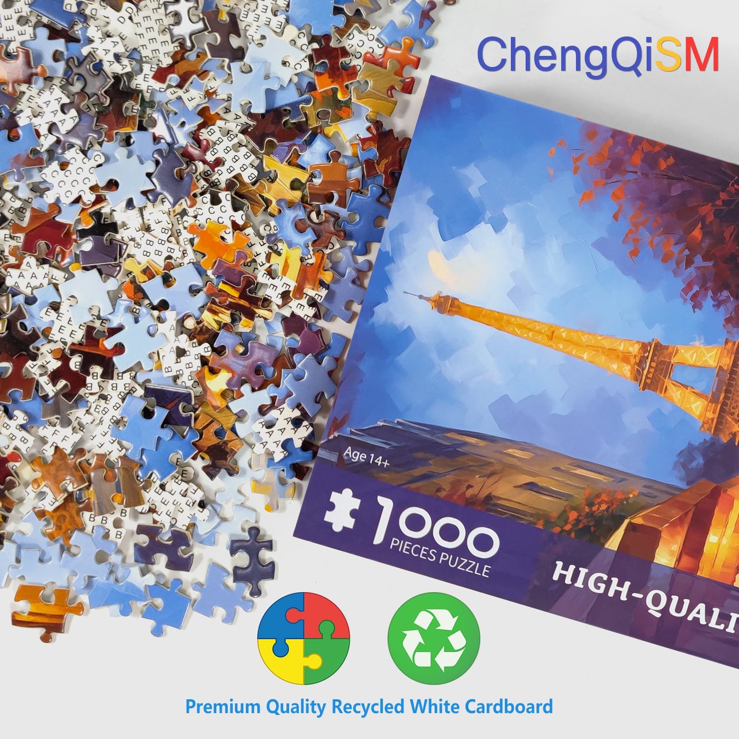 1000 Piece Puzzle for Adults Paris Tower Jigsaw Puzzles 1000 Pieces Eiffel Tower Puzzle for Adults Paris Night View Oil Painting 1000 Piece Jigsaw Puzzles Challenging Gift for Teens Seniors