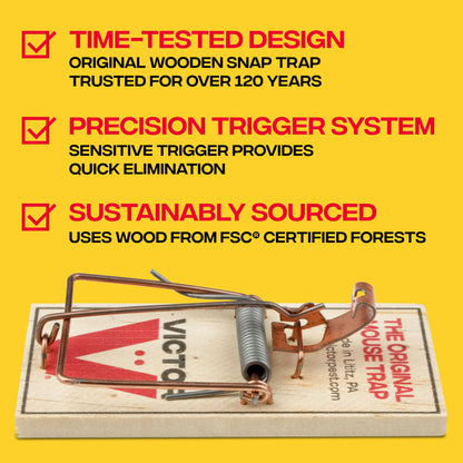 Victor Mouse Traps M150-12, Metal Pedal, Sustainably Sourced FSC Wood, Wooden Mouse Traps, 12 Medal Pedal Traps