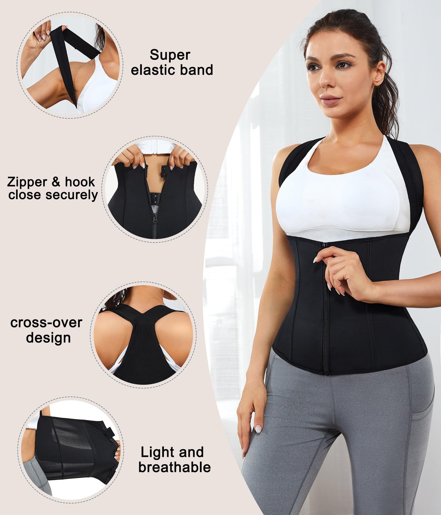 URSEXYLY Women Back Braces Posture Corrector Waist Trainer Vest Tummy Control Body Shaper for Spinal Neck Shoulder and Upper Back Support (L, Black)