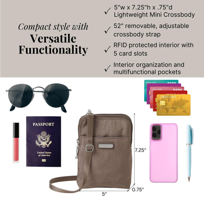 Take Two RFID Bryant Crossbody - 5x7.25" Lightweight Small Phone Wallet Crossbody Bag - Nylon Travel Purse