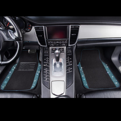CAR PASS Bling Rhinestones Diamond Waterproof Car Floor Mat, Crystal Sparkly Shining Glitter Carpet, Anti-Slip PVC Heel Pad Universal for Interior Auto SUV,Sedan,Van,4pcs Girly Women Mint Teal Diamond