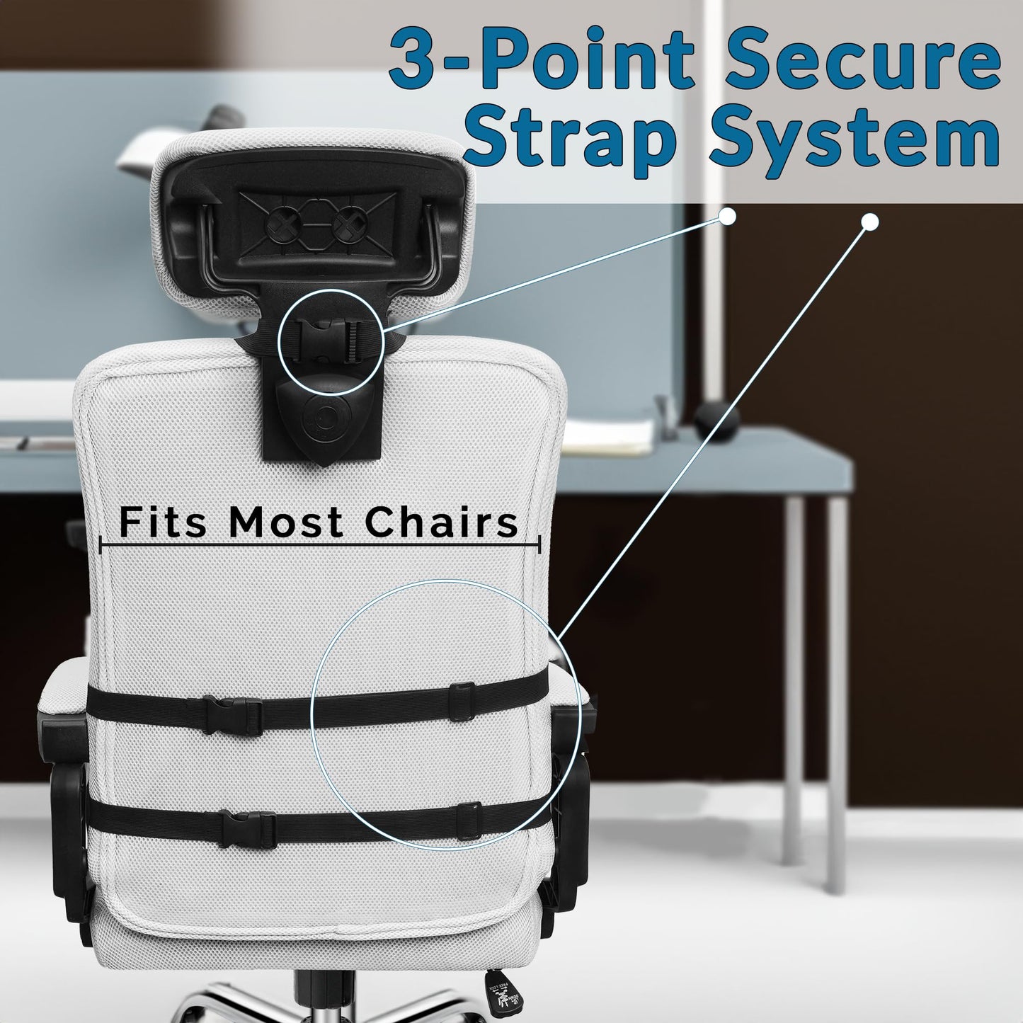 ComfiLife Lumbar Support Pillow for Office Chair – Premium Memory Foam Lumbar Pillow – Back Support for Office Chair, Car – Back Pain Relief, Improves Posture – 3 Adjustable Straps, Mesh + Leatherette