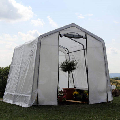 ShelterLogic 10' x 10' GrowIT Greenhouse-in-a-Box Easy Flow Peak Roof Style Easy Access Outdoor Grow House with Translucent Waterproof Cover