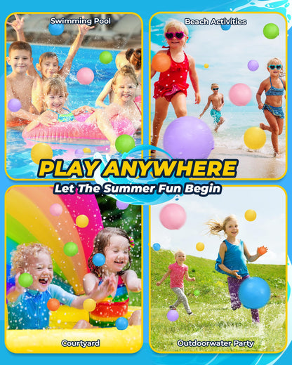 SOPPYCID Reusable Magnetic Water Balloons：16 Pack Refillable Water Bomb Splash Balls Self Sealing Quick Fill - Latex-Free Silicone Water Toys for Kids Adults - Water Games Outside Beach Pool Party