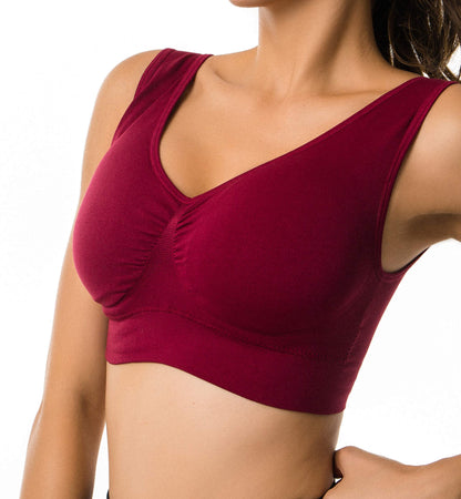 Cabales KINYAOYAO Women's 3-Pack Seamless Wireless Sports Bra with Removable Pads Navy-Blue-Wine