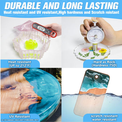 Teexpert Crystal Clear Epoxy Resin: 34oz Kit, Yellowing Resistant, Fast Curing for Casting, Coating, Art, DIY, Craft, Jewelry, Wood, Table - 2 Part(17oz Resin and 17oz Hardener)