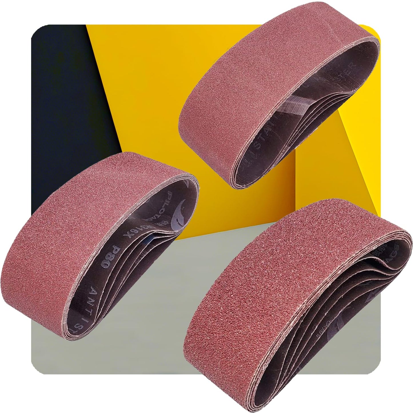 Tonmp 15 PCS 3" x 21" Premium Sander Belts - 5 Each of 40 80 120 Grit Aluminum Oxide Sanding Belts For Belt sander (3x21 inch)