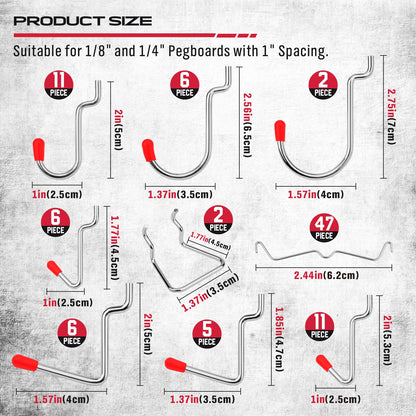 Ultimate 121-Piece Pegboard Hooks Set, Pegboard Accessories with Metal Hooks, Durable Peg Board Organizer Accessories, Pegboard Bins, Peg Board Tool Utility Hooks