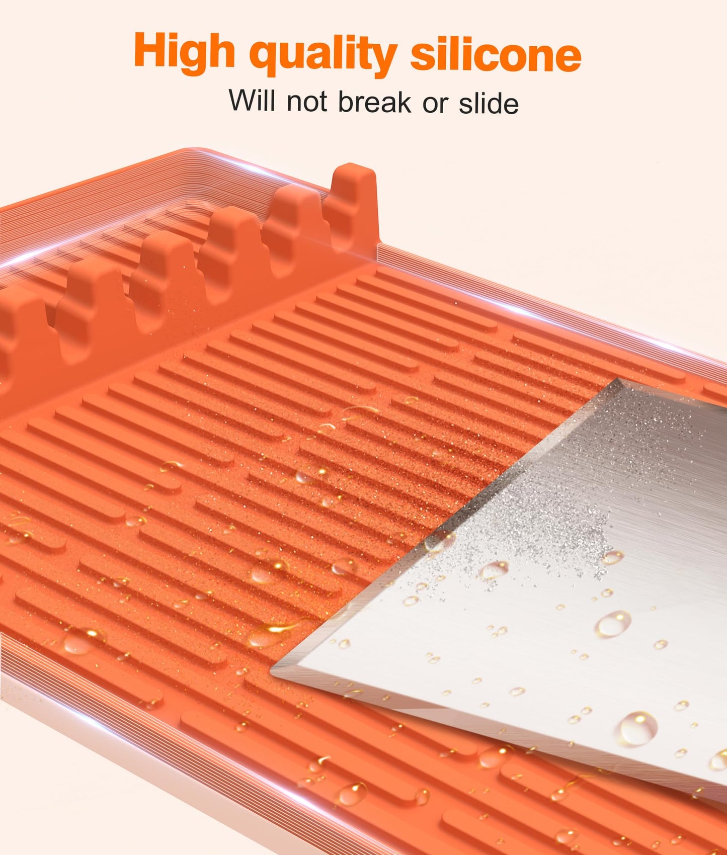 Silicone Griddle Tools Mat for Blackstone - Large Silicone Spatula Mat with Drip Pad - Griddle Mats BBQ Grill Accessories - Side Shelf Mats Grill Pad for Blackstone Griddles Accessories (Orange)