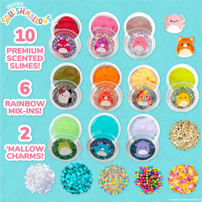 Squishmallows Ultimate Slime Mix'Ins, 10-Pack, Glitter & Cloud Slime, 8 Fun Add Ins, Pre-Made for Kids, Crunchy, Bulk, Great 6 Year Old Toys, Super Soft Sludge Toy