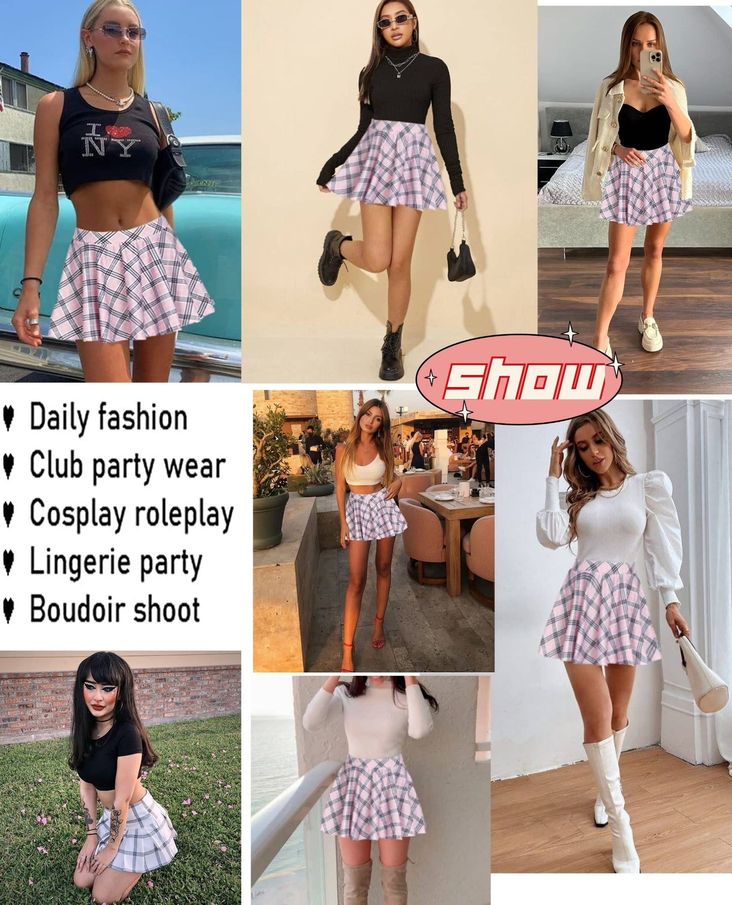 Avidlove Women's Stretchy Flared Skater Skirt Tennis School Uniforms A Line Mini Short Skirt White M