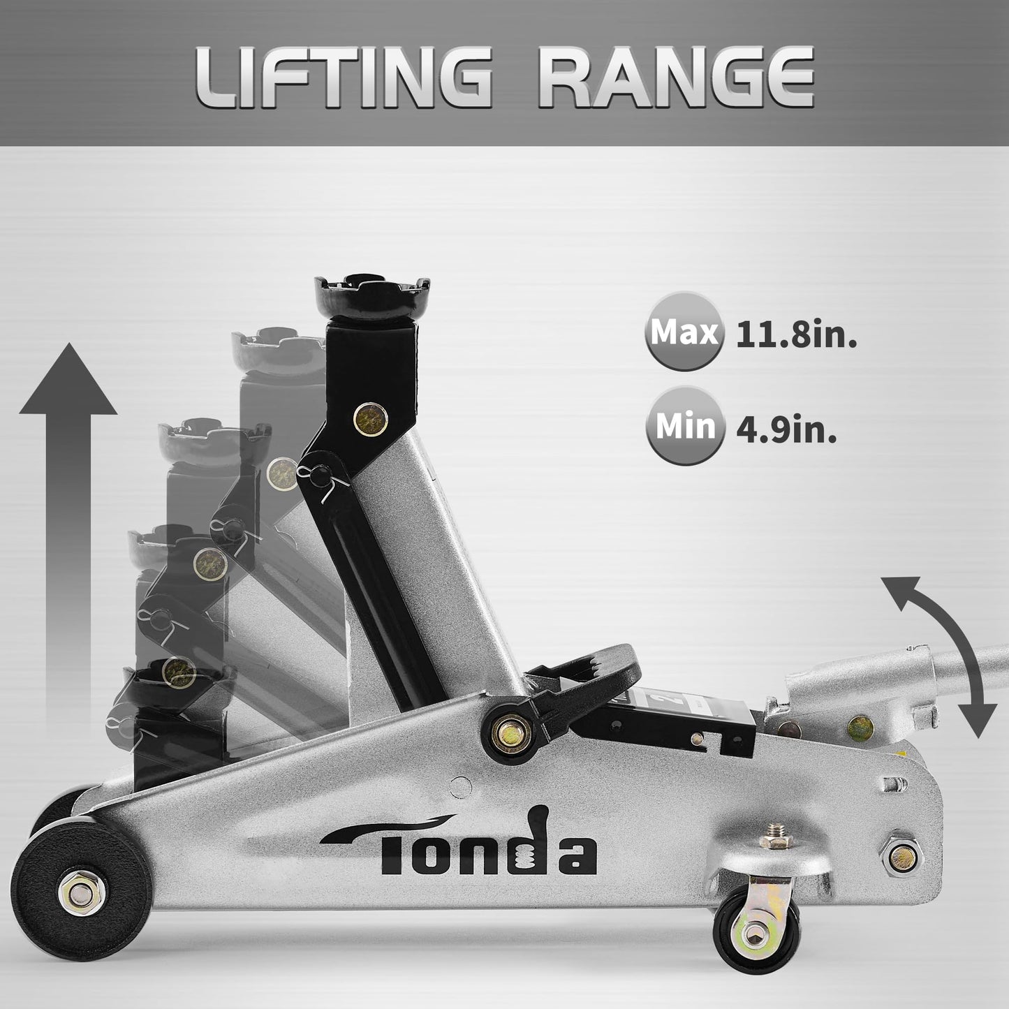TONDA Floor Jack, 2 Ton (3,800lbs) Hydraulic Car Jack, Work for Sedan and Coupe