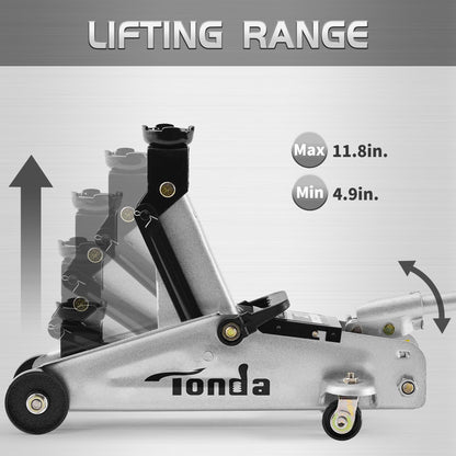 TONDA Floor Jack, 2 Ton (3,800lbs) Hydraulic Car Jack, Work for Sedan and Coupe