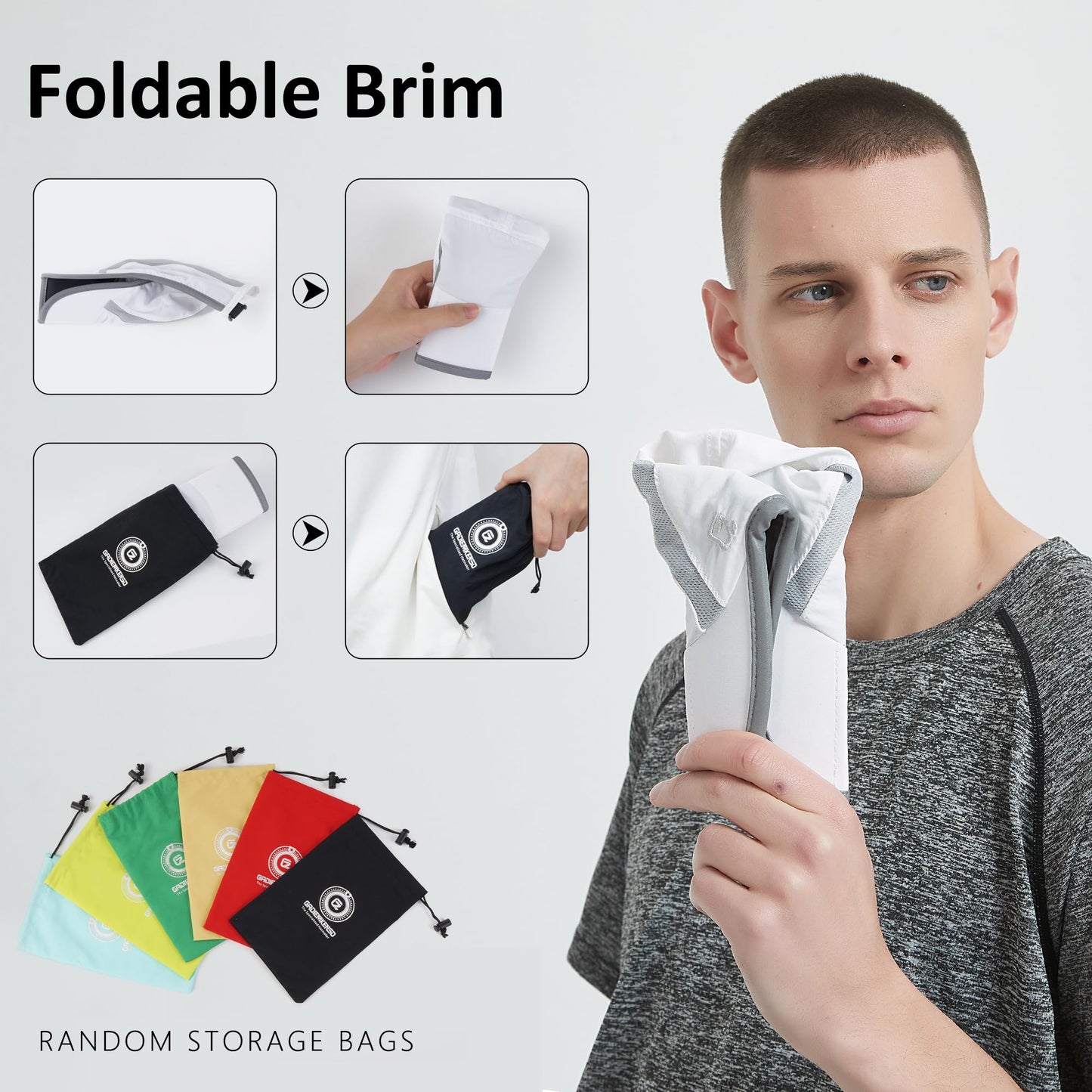 GADIEMKENSD Adjustable Quick Drying Reflective Foldable Running Cap Outdoor Sports Hat 50+ UPF Inhibit UV Mesh Race Performance Water Repellency Baseball Cap (Red)