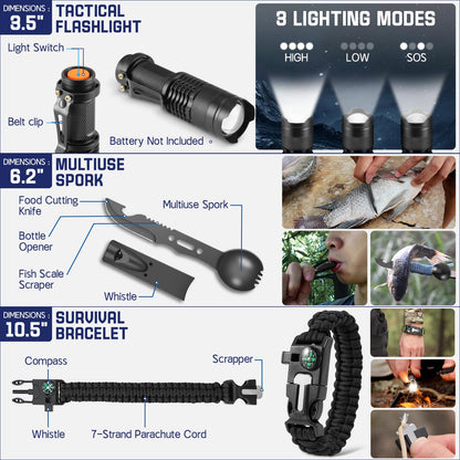 Survival Kits, 149Pcs Survival Gear First Aid Kit IFAK with Molle System Essential Camping Gear Emergency Medical Supplies for Car Fishing Hunting Outdoor Adventure, Camping Essentials