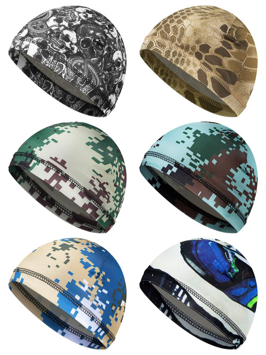 SATINIOR 6 Pcs Cooling Skull Cap Helmet Liner Sweat Wicking Cap Hard Hat Liner for Men Women Sports Cycling Running(Cool Patterns)