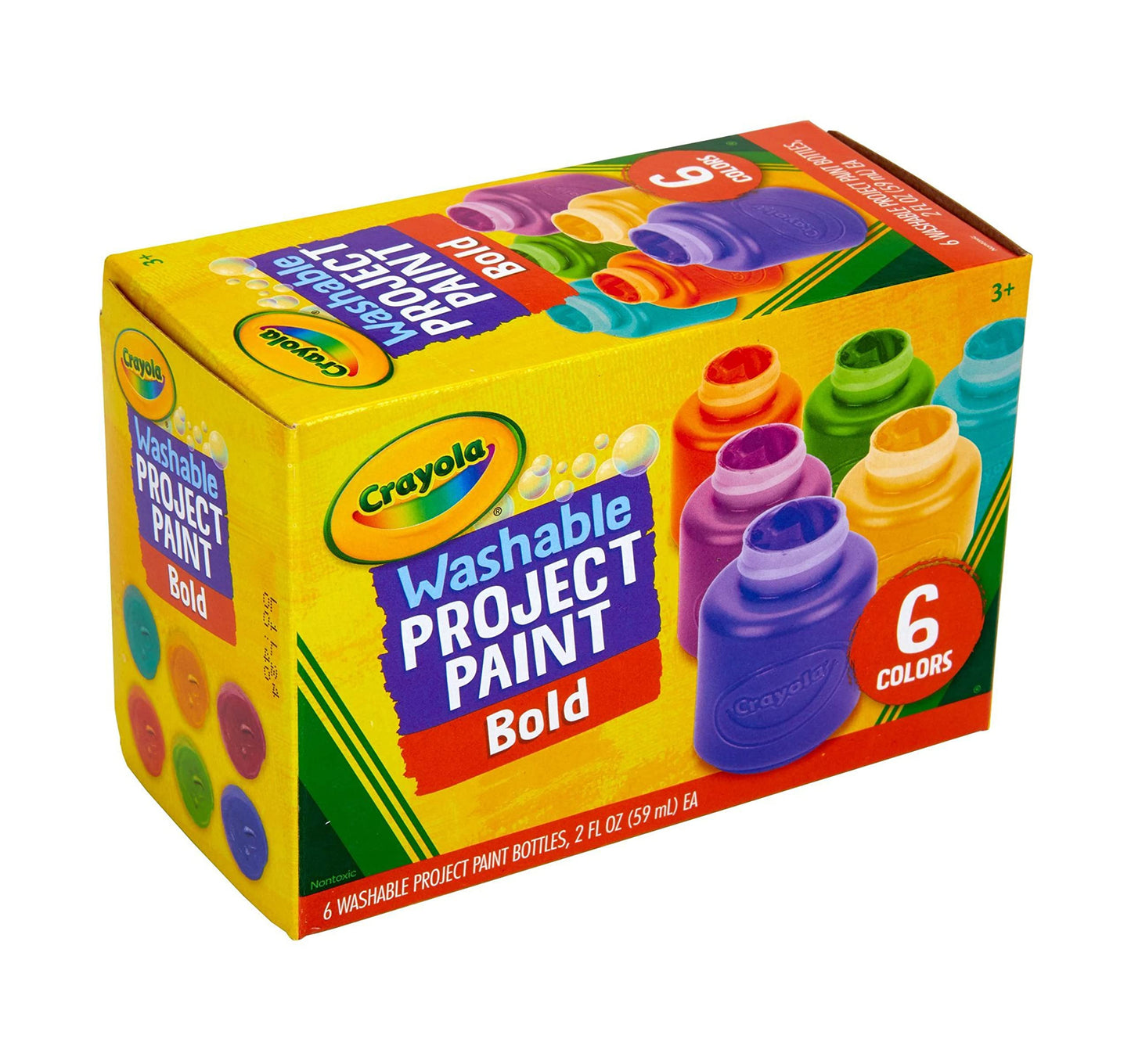 Crayola Washable Kids Paint (6ct), Essential Preschool Supplies, Paint Set for Kids, Must Have Arts & Crafts Supplies, Nontoxic, Preschool Learning Activities for Toddlers
