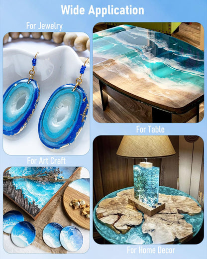 Smallbudi 80 Oz Epoxy Resin Kit with 16 Colors Mica Powder, Gold Foil, Cups & Stick, Crystal Clear Resin Beginner Supplies for Coating Casting Table, Molds, Jewelry Making, DIY Art Craft, 1:1 Ratio