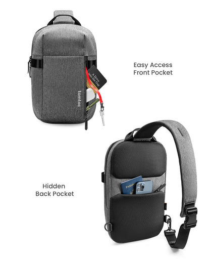 tomtoc Sling Bag Crossbody Backpack EDC Daypack for Men Women, Chest Shoulder bag for 2024 14" MacBook Pro M4, 13" MacBook Air/Pro, 2025 11" iPad A16/Air M3&M2/Pro M4, Daily Use, Work, Travel- S Size